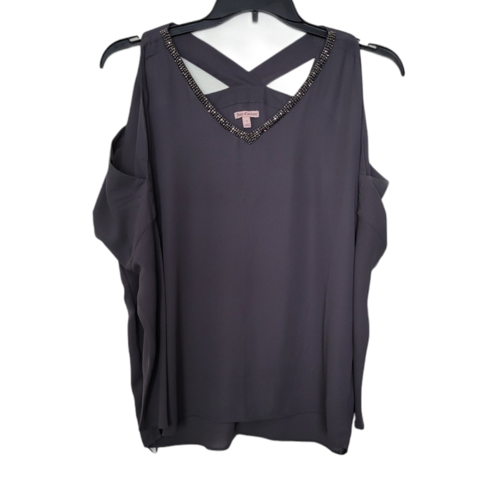 Juicy Couture Gray Split Sleeve Women's Blouse- S